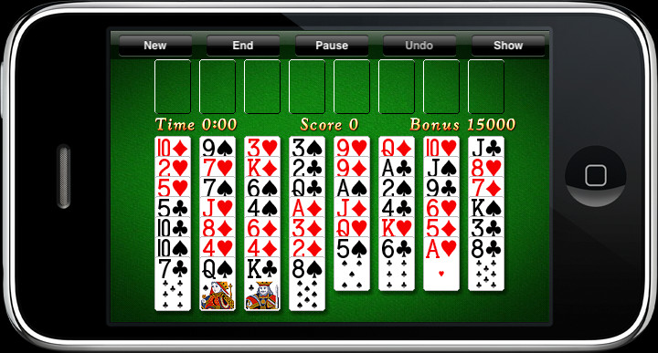 Freecell Solitaire Card Game On Green Background With Standard